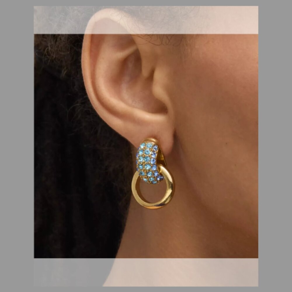 Oscar de la Renta Pave Bull Horn Single Link Earrings